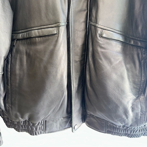 Leather Bomber Jacket Kenneth Cole Reaction Removal Liner Black 90's Y2K Size XL - Picture 4 of 9